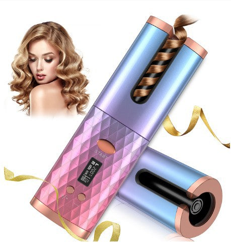 Rechargeable Automatic Hair Curler Women Portable Hair Curling Iron LCD Display Ceramic Curly Rotating Curling Wave Styer - Homreo