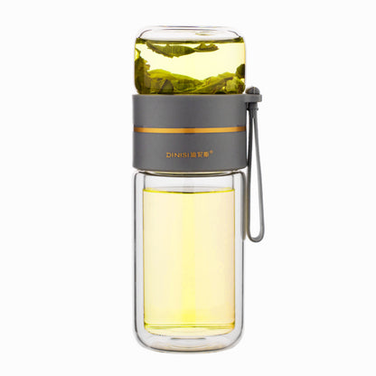 Glass Water Bottle With Tea Infuser Filter Tea Separation Double Wall Glass Bottle Leakproof Water Bottle - Homreo