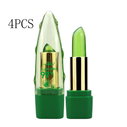 Aloe Vera Gel Color Changing Lipstick Gloss Moisturizer Anti-drying Desalination Fine-grain Lip Blam Care - Homreo
