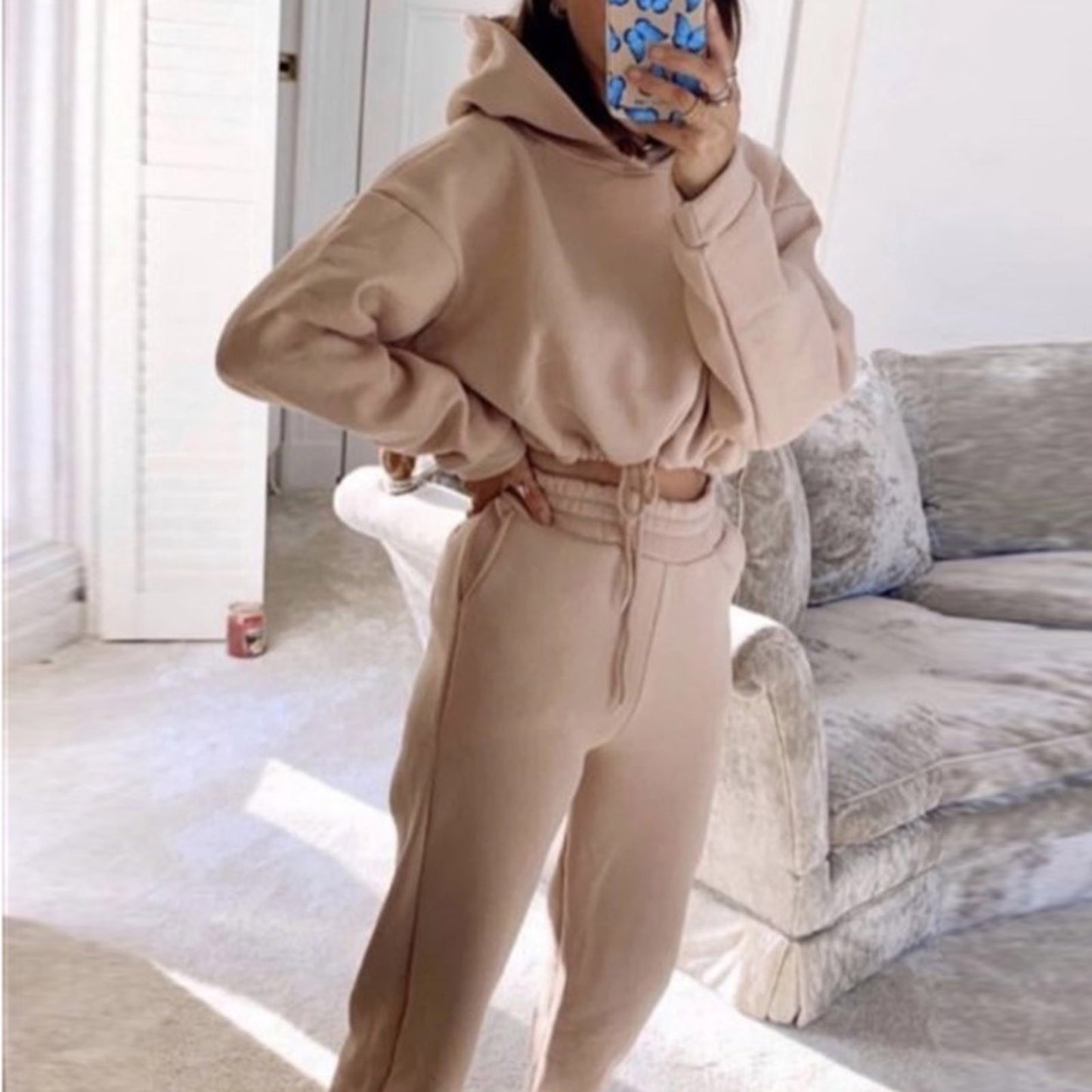 Jogging Suits For Women 2 Piece Sweatsuits Tracksuits Sexy Long Sleeve HoodieCasual Fitness Sportswear - Homreo