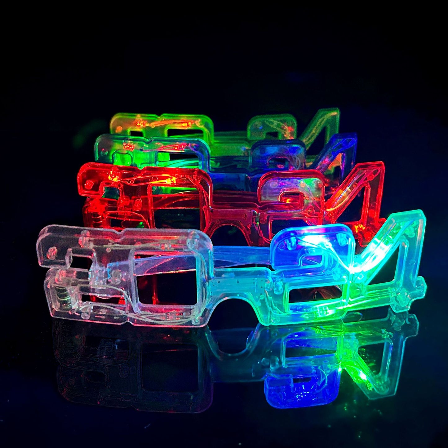 LED Glowing New Year Glasses 2024 Glitter Glasses For Party Evening Decoration