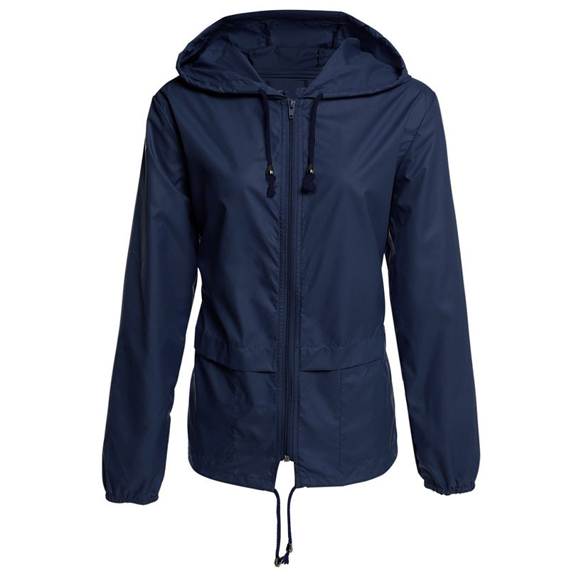 Raincoat Zipper Hooded Lightweight Outdoor Jacket Thin Outdoor Jacket - Homreo