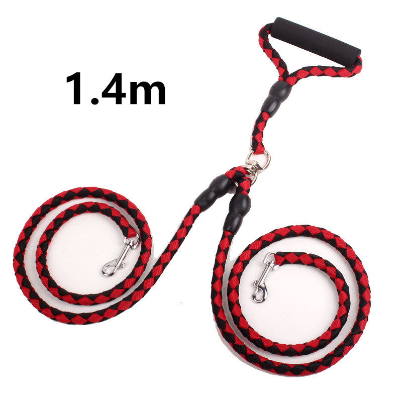 Double-Ended Traction Rope For Walking The Dog Hand-Double-Ended Traction Rope One Plus Two Leash Collar Pet Supplies Dog Collar - Homreo