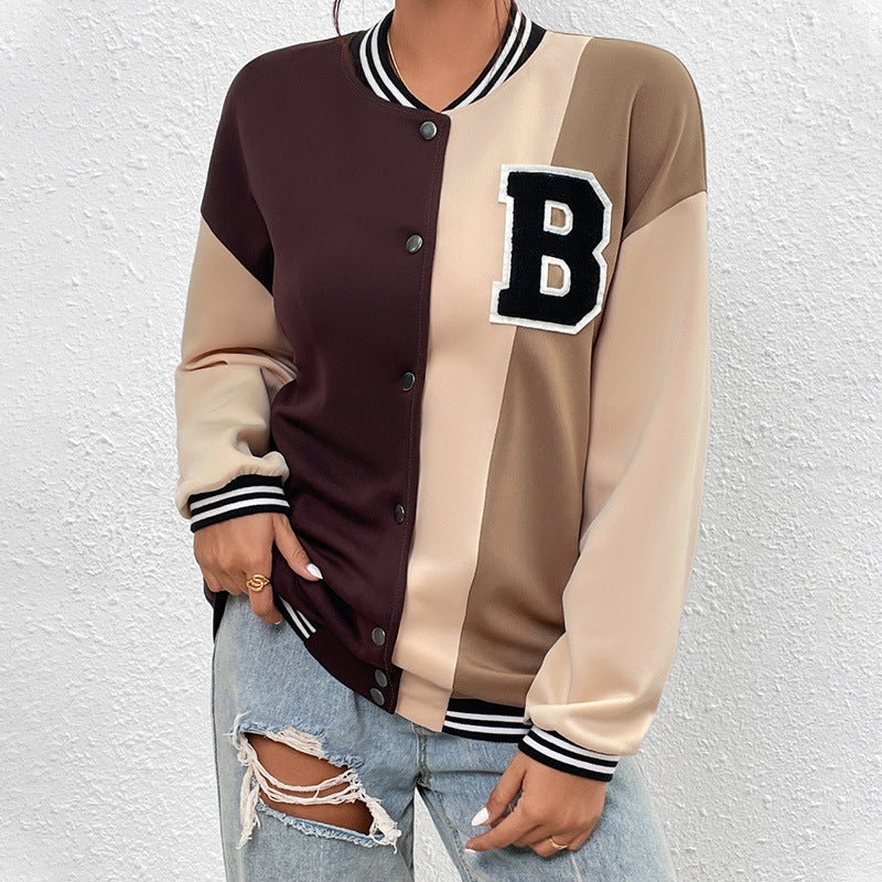 Women's Fashion Solid Color Baseball Jacket - Homreo