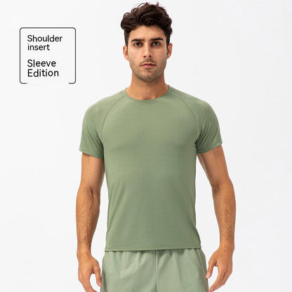 Men's Loose Running Quick Drying Clothes Round Neck T-shirt Sweat-absorbent Breathable Fitness Sports Casual Short Sleeve Clothes