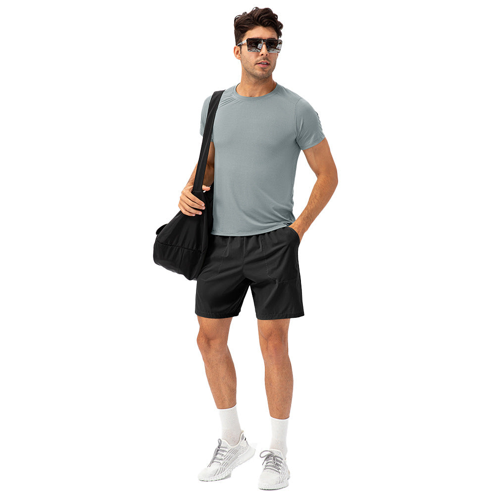 Men's Loose Running Quick Drying Clothes Round Neck T-shirt Sweat-absorbent Breathable Fitness Sports Casual Short Sleeve Clothes