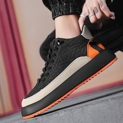 Trendy Color-blocked Sports Shoes Casual Lace Up Sneakers For Men Fashion Comfortable Versatile Thick-soled Walking Running Shoes