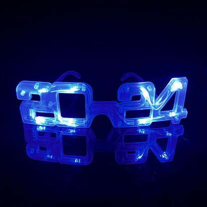 LED Glowing New Year Glasses 2024 Glitter Glasses For Party Evening Decoration
