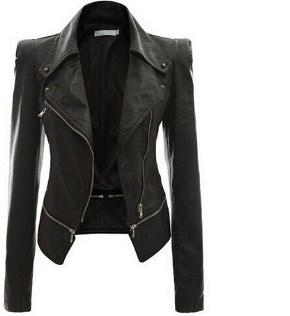 Motorcycle leather jacket jacket zipper two leather jacket