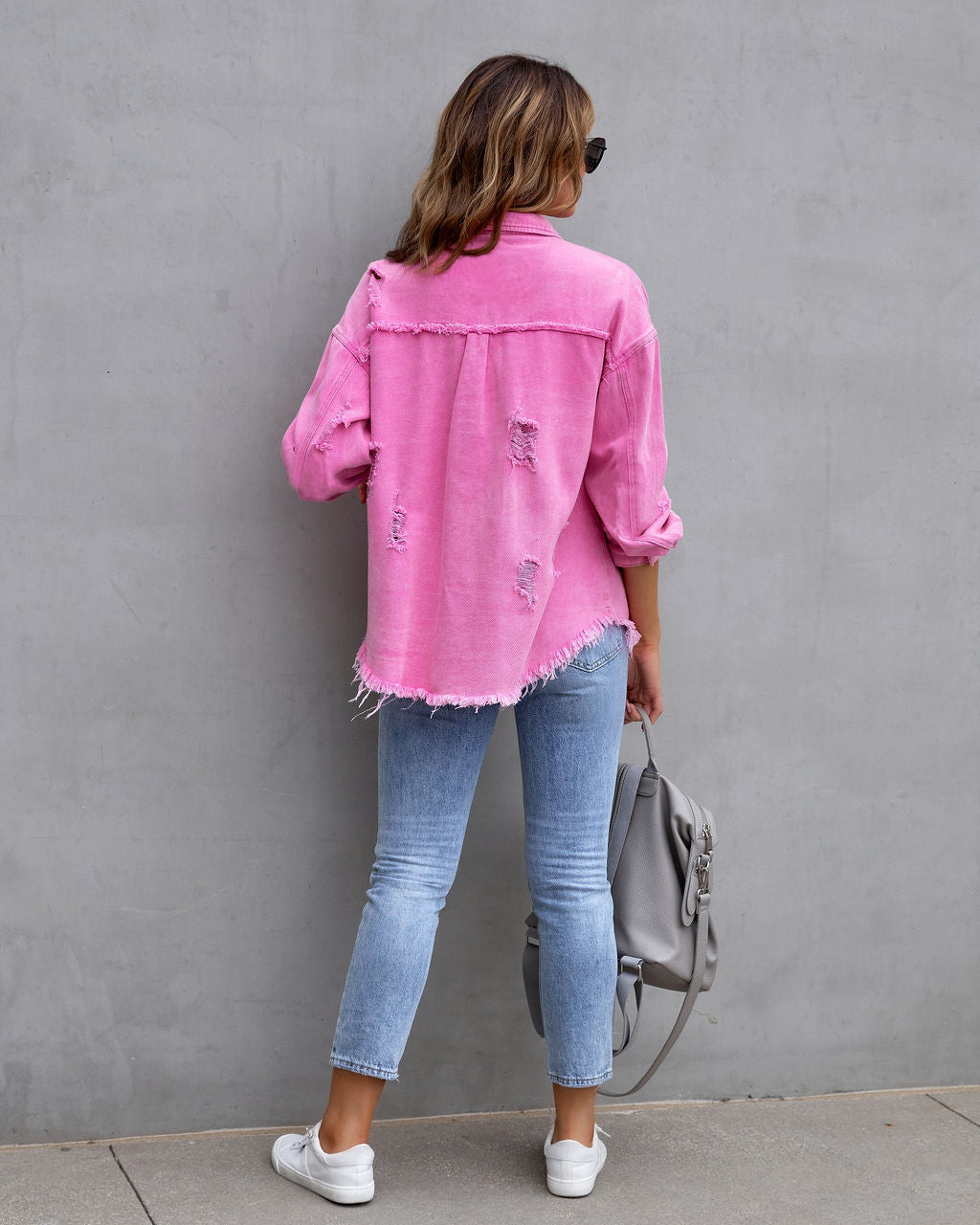 Fashion Ripped Shirt Jacket Female Autumn And Spring Casual Tops Womens Clothing - Homreo