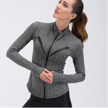 Slim Fit Zipper Stand Collar Exercise Yoga Suit Jacket - Homreo