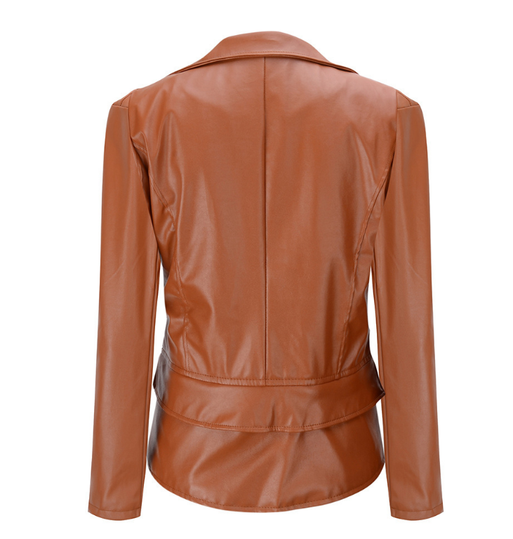 Motorcycle leather jacket jacket zipper two leather jacket