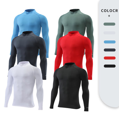 Stand Collar Reflective Strip Multi-color Sweat Wicking Clothes Long Sleeved T-shirt