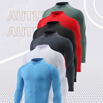 Stand Collar Reflective Strip Multi-color Sweat Wicking Clothes Long Sleeved T-shirt