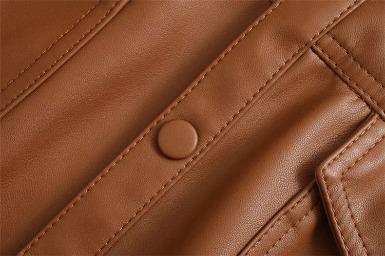 Fashion Stitching Faux Leather Jacket