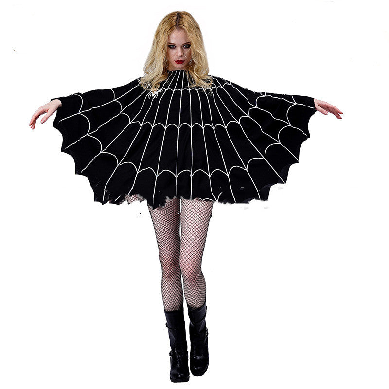 Halloween Women Spider Web Costume Fancy Dress Ball Cloak - Homreo
