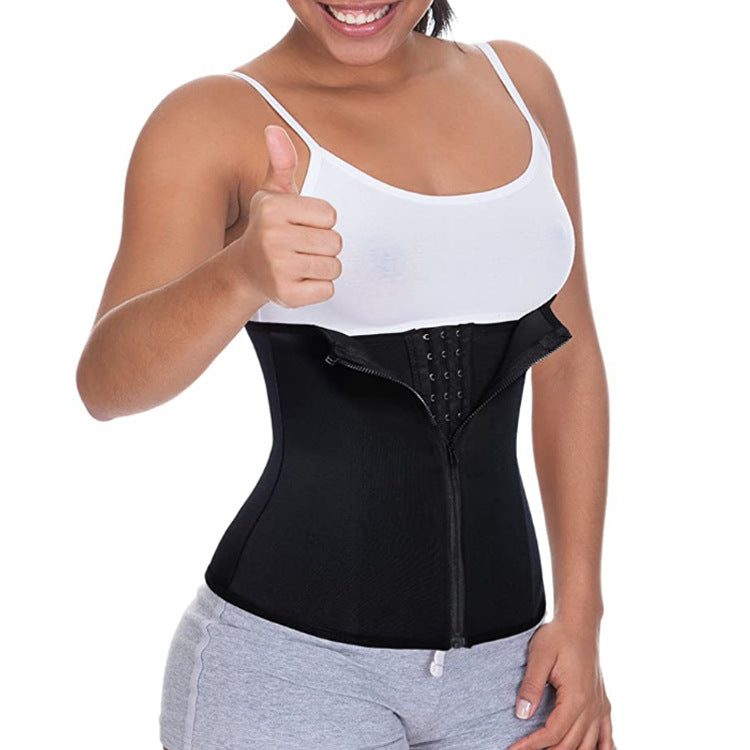 Amazon hot-selling zipper three-breasted belt neoprene corset body burst SWEAT fitness postpartum body girdle - Homreo