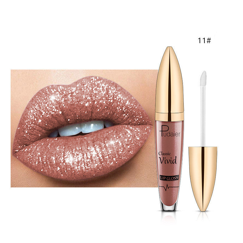 Pudaier Sip Glitter Flip Matte Shimmer Lip Gloss No Stain On Cup Diamond Lipstick - Homreo