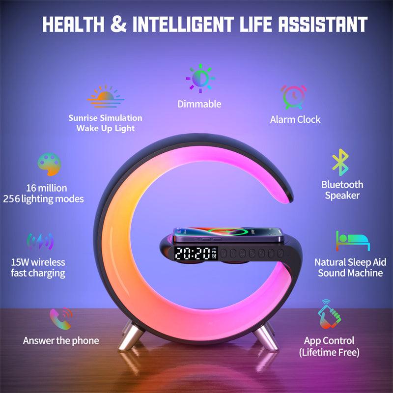 2023 New Intelligent LED Lamp Bluetooth Speake Wireless Charger Atmosphere Lamp App Control For Bedroom Home Decor - Homreo