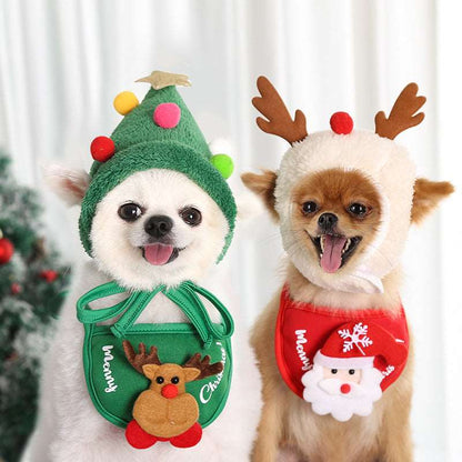 Dog Cat Pet Christmas Hat Saliva Towel Bib - Homreo