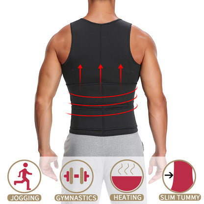 Fitness Men Shapewear Sauna Vest Waist Trainer Double Belt Sweat Shirt Corset Top Body Shaper - Homreo