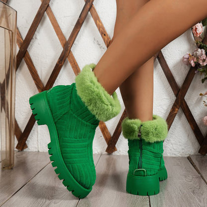 Winter Ankle Boots Fashoin Thick-soled Thickened Snow Boots For Women Plush Shoes