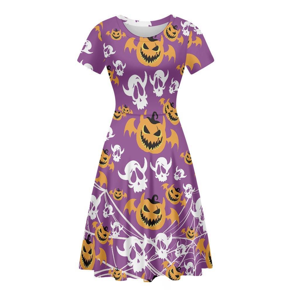 Dress Halloween Women's Spider Grimace Pumpkin Print - Homreo
