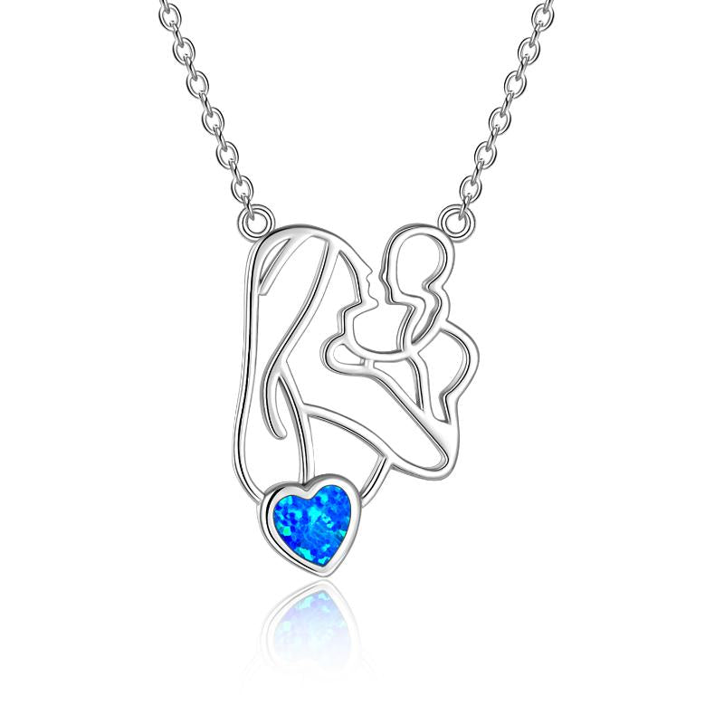 Mother Daughter Necklace 925 Sterling Silver Opal Mother Gifts