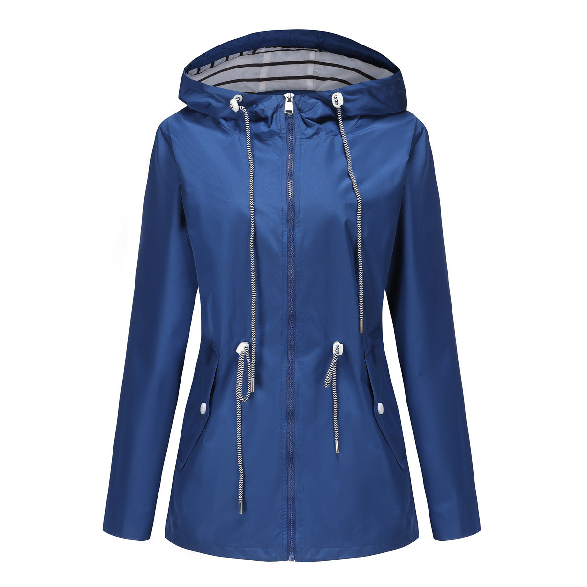 Long Sleeved Splashproof Mid Length Windbreaker For Women's Hooded Raincoat - Homreo