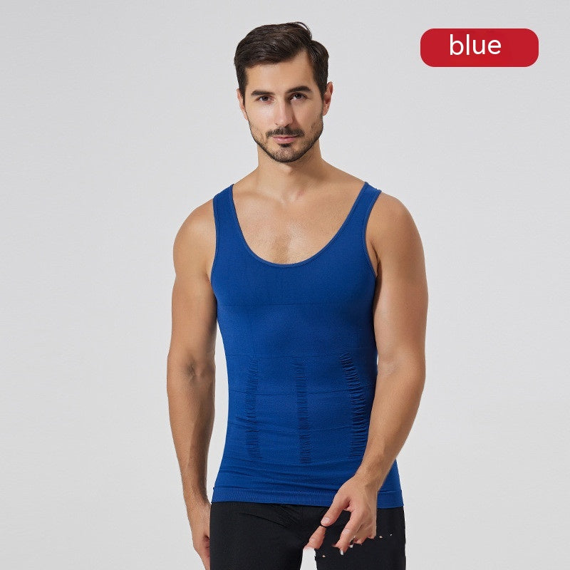 Men's Vest High Elastic Seamless Belly Contracting And Body Slimming Back Thin - Homreo