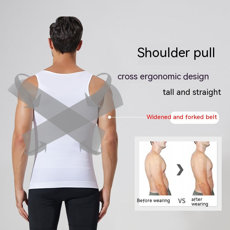 Men's Vest High Elastic Seamless Belly Contracting And Body Slimming Back Thin - Homreo