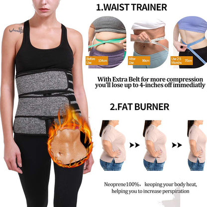Tummy Sweat Shapewear Bodysuits Women Waist Trainer Slimming 2-3 Belts Workout Shaper Corset - Homreo