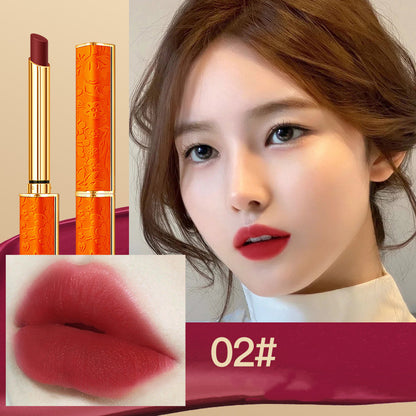 Orange Small Tube Lipstick Suit Matte Non Fading Qixi Makeup