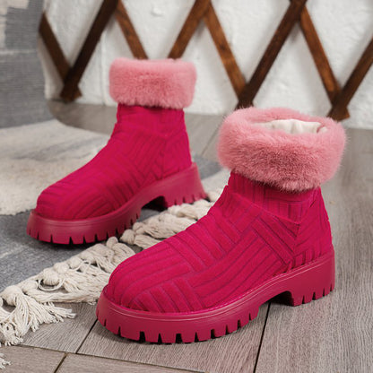 Winter Ankle Boots Fashoin Thick-soled Thickened Snow Boots For Women Plush Shoes