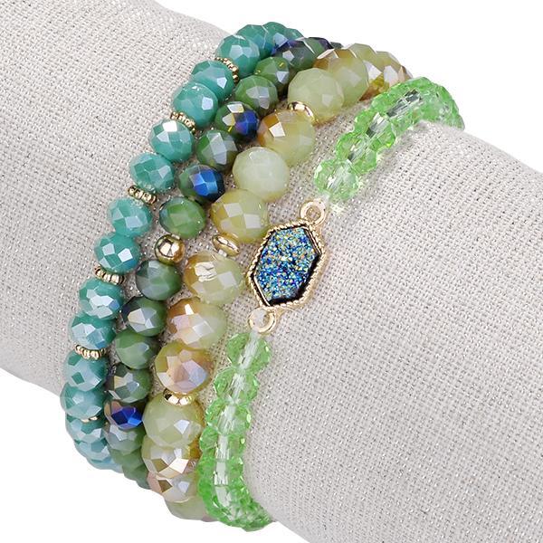 Color: JADE GREEN - Arm Candy Natural Stone And Glass Crystal Bracelets - Homreo