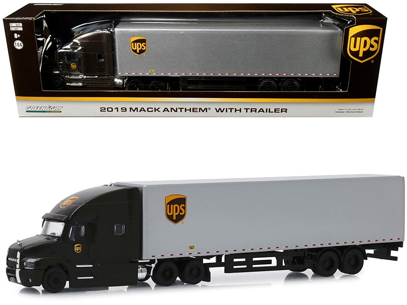 2019 Mack Anthem with Trailer "United Parcel Service" (UPS) Brown and Silver 1/64 Diecast Model by Greenlight - Homreo