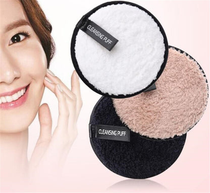 format: 3color1 - Clear water lazy makeup remover double-sided microfiber suede makeup remover puff - Homreo