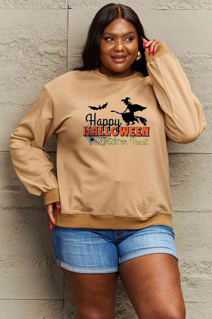 Full Size HAPPY HALLOWEEN TRICK OR TREAT Graphic Sweatshirt
