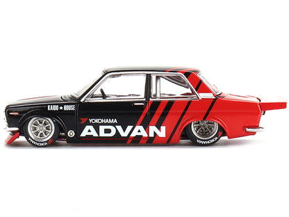 Datsun 510 Pro Street "ADVAN" Black and Red (Designed by Jun Imai) "Kaido House" Special 1/64 Diecast Model Car by True Scale Miniatures - Homreo