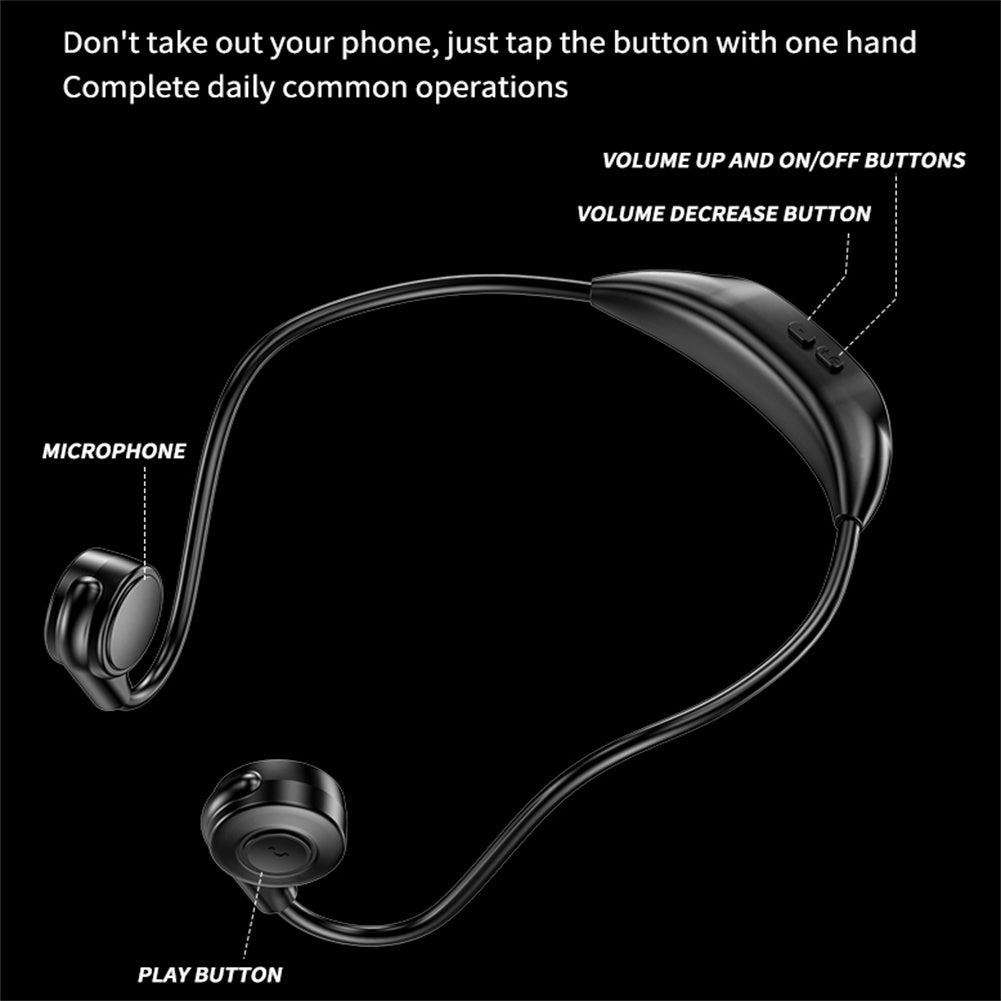 M2 Bone Conduction Headphones Sports Wireless Earphones With Built-in Mic For Running Cycling Hiking Driving black - Homreo