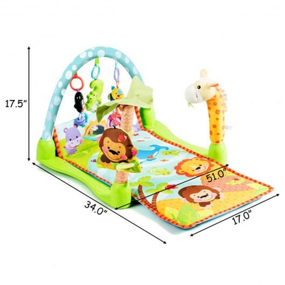 4-in-1 Baby Play Gym Mat with 3 Hanging Educational Toys - Homreo