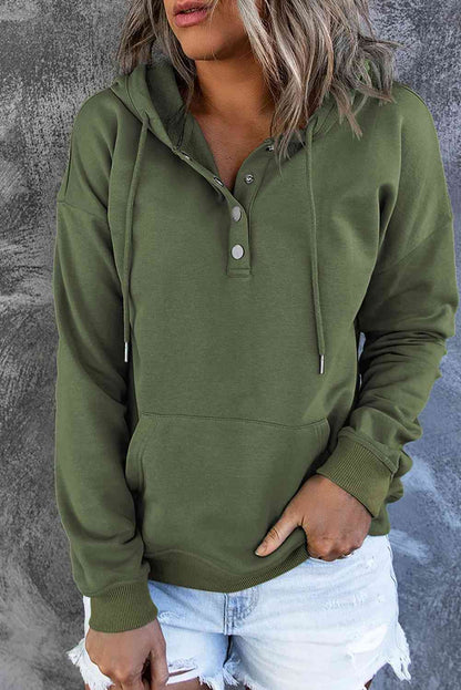 Dropped Shoulder Long Sleeve Hoodie with Pocket